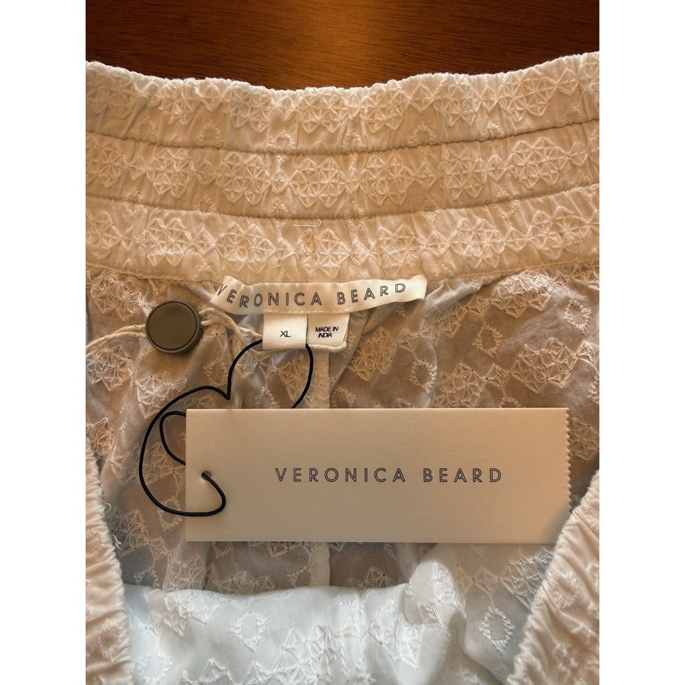 Veronica Beard Tijana Shorts Women's Size XL White Embroidered Scalloped Tassel‎ - Picture 11 of 13